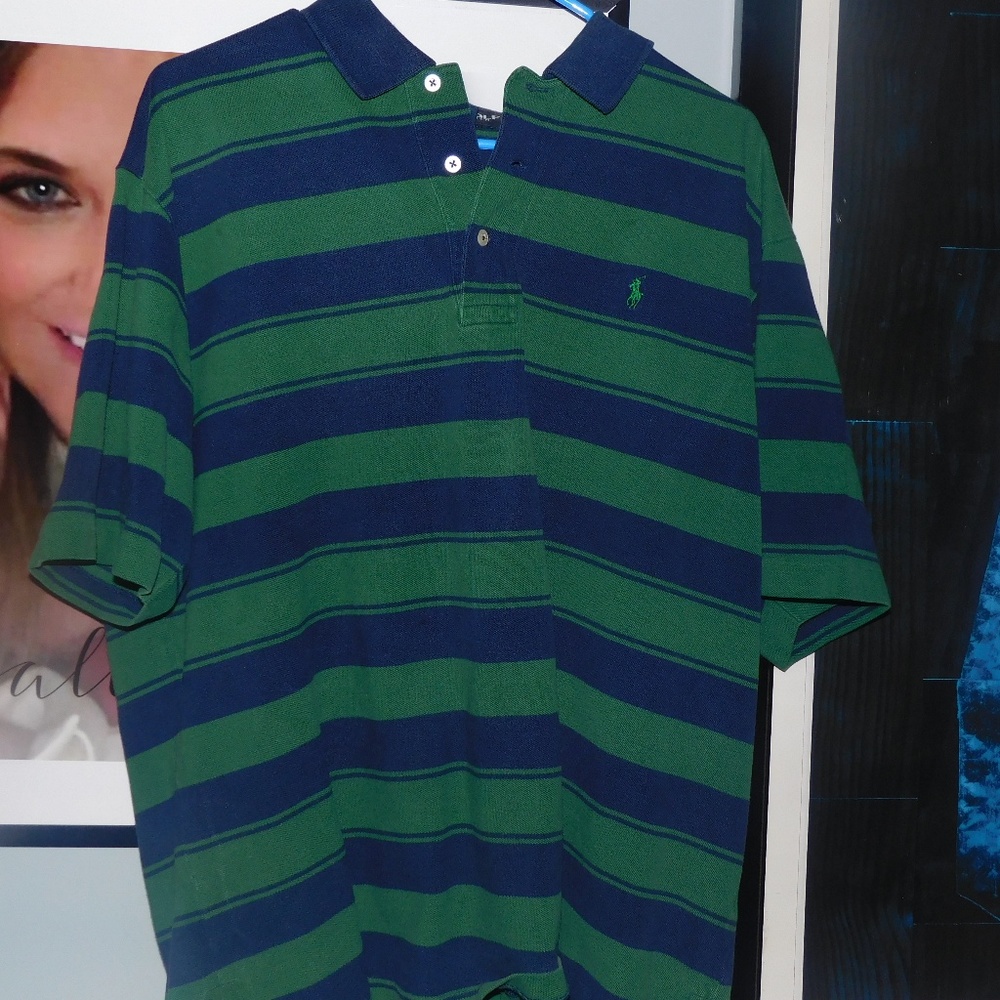 Ralph Lauren Men's Striped Polo NAVY with HUNTER G